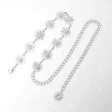 Dây đeo eo mini hình mặt trời sang trọng - Dây đeo eo bằng kim loại có thể điều chỉnh, phụ kiện eo phong cách Bohemian dành cho nữ, thích hợp cho các bữa tiệc bãi biển. - Bạc - Xem 2