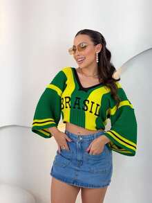 Knit Blouse Brazil Core World Cup - 綠色 - 查看 8