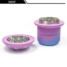 70mm Mushroom Shaped Spice Grinder With Handle, Zinc Alloy 4-Layer Herb Crusher, Unique Painting Grind Mill For Dry Herbs, Gift For Men Women - 黃色 - 查看 5