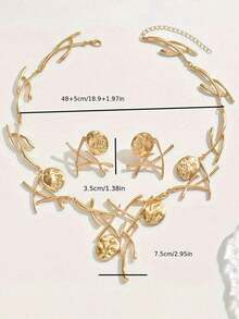 3pcs/Set European & American Retro Minimalist Geometric Choker & Necklace Set, Personal Fashion For Daily & Party Wear - Bạc - Xem 8