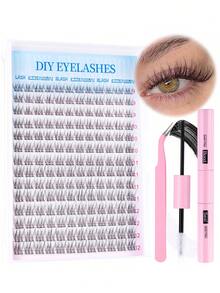 Set Bulu Mata D-Curl 168 pcs, Natural 9-12mm, Berbagai Kombinasi, Lembut & Alami. Set Termasuk Lem dan Pita Perekat. Dilengkapi dengan Pinset, Cocok untuk Pemula, Kapasitas Besar. - Hitam - View 12