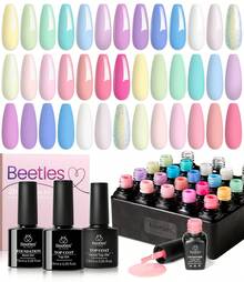 Beetles Spring Gel Polish Set - Fingertip Palette, 32 Colors Valentines Polish Set With Base Top Coat - 20 Colors Dreamy Town - View 7