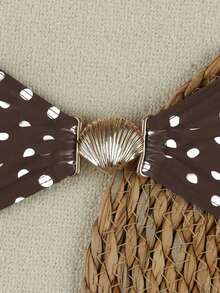 Women's Summer New Arrival: European & American Style, Sexy, Casual, Brown & White Polka Dot, Strapless, Beach Vacation, Bikini Swimsuit - 棕色 - 查看 5