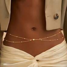 1件装女士多层心形串珠腰链/身体链，必备沙滩度假休闲轻便饰品 - 金色 - 查看 1