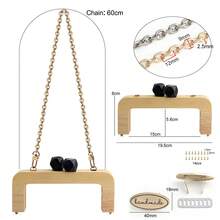Bộ 3 dây xích kim loại kèm khung gỗ, phụ kiện chữ cái có thể tháo rời dùng để tự làm túi xách nữ, ví. - Nhiều màu - Xem 21