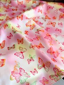 1 件奢华蝴蝶印花仿丝绸缎面方巾头巾，多功能女士发带披肩，适合旅游、度假、休闲、休闲、头巾、日常通勤小领子。 - FG325-3 粉紅色 - 查看 3