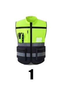高能见度反光安全背心，摩托车骑行运动，户外反光安全服，反光夹克，带通用反光条的酷炫背心，荧光绿工作服，多种款式可选，透气网眼面料，耐用时尚的反光背心，适合骑行、摩托车、工作、参观、导游等场合，是骑行者的必备单品，也是父亲节和旅行的贴心礼物。 - 多色 - 查看 10
