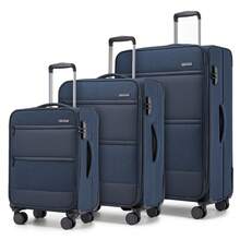 Soft Case Luggage 20 24 28 Inch 3 Piece Suitcase Set Carry On Cabin Check In Travel Bag TSA Lock Spinner Wheels Expandable Front Laptop Pocket - Navy Blue - View 10