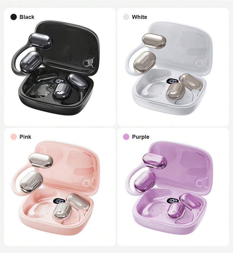 Miniso سماعات MS162 AI OWS اللاسلكية مفتوحة الأذن، تدعم ترجمة فورية ل- 135 لغة، جودة صوت عالية الدقة، عمر بطارية طويل جداً يصل إلى 40 ساعة، شاشة رقمية ذكية + تحكم باللمس، مناسبة للرياضة والأعمال والسيناريوهات التعليمية