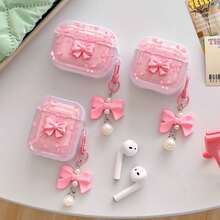 心形花朵蝴蝶结设计手机壳，带蝴蝶结挂饰，兼容苹果 4、Pro 3/Pro 2/3 - 粉色 - 查看 4