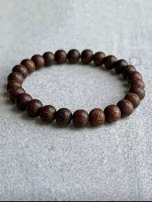 Men's Wooden Tiger Skin Sandalwood Bracelet 1 Pc - Coffee Brown - View 1