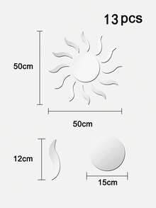 One Set Of 13-Piece S-Shaped Gold And Silver Fashion Glasses Wall Stickers - Sun - View 2