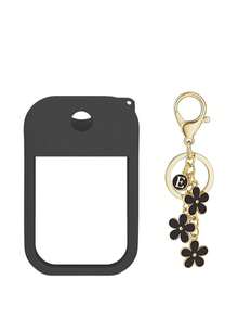 2pcs/1pc 1oz (30ml) Hand Sanitizer Spray Bottle Silicone Protective Case, Shiny Glitter, A-Z 26 Letter Flower Keychain Design, Scratch-Resistant, Waterproof, Reusable Sleeve For Travel, Gifts, Halloween, Christmas - Black - View 31