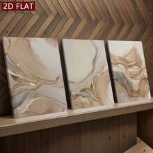 3pcs Set Of Beige And Brown Abstract Fluid Art Canvas Wall Art, Neutral Tones Suitable For Bedroom And Living Room Decor. Beige And Brown Marble Fluid Art Posters For Wall Decoration, Modern Abstract Fluid Art Canvas Paintings, Minimalist Interior Decor, Abstract Canvas Wall Art, Wall Art Prints - Beige - View 15