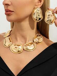 1 Set Fashionable Asymmetrical Patchwork Necklace, Versatile Choker Necklace Design - Multicolor - View 2