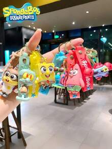 SpongeBob SquarePants 钥匙扣 - 可爱动漫人物吊坠，创意卡通娃娃包挂饰，萌系汽车挂件，包包装饰，卡哇伊趣味度假必备包包配件，教师礼物 - 彩色 - 查看 2