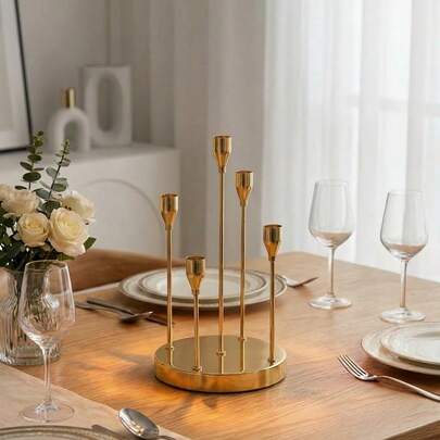 1 Chân đế nến bằng sắt thủ công, kiểu dáng sang trọng Châu Âu, thích hợp cho các bữa tiệc/bàn ăn/tiệc chiêu đãi/lễ kỷ niệm/tiệc sinh nhật/phòng khách/trang trí bàn ăn/tụ họp gia đình, trang trí nhà cửa, đồ trang trí, trang trí sinh nhật, trang trí ngày lễ, đồ dùng tiệc tùng, bữa ăn gia đình, trang trí đám cưới.