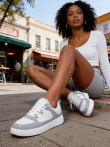 BAOLIANGXIONG Lady's Sneaker Walking Style Shoes  Women's Casual Shoes Outdoor White Gray Tennis Sneakers - Trắng xám - Xem 2