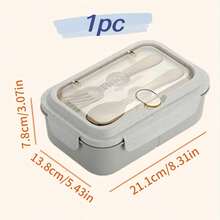 1 pieza Caja de almuerzo para microondas - a prueba de fugas con juego de utensilios - adecuada para la escuela, la oficina, los viajes, al aire libre - unisex, contenedor portátil, material, caja bento reutilizable - Multicolor - Ver 15