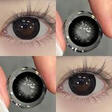 一副 Lalens 黑色谣言彩色隐形眼镜，批发，适合毕业季、假期、夏季、秋季佩戴，美瞳，化妆，小瞳孔隐形眼镜，旅行户外，校园，14.2mm/14.5mm，年抛型，时尚灰色镜片，新品上市，赠送镜盒，万圣节角色扮演 - Rumor Black - 查看 5