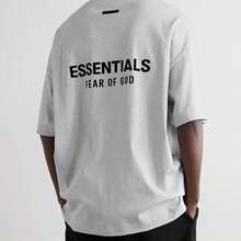 Essentials Fear Of God Back Logo Print Oversized T-Shirt Runs 2 Size Large , Crew Neck Short Sleeve, Unisex Loose Relaxed Fit, Premium Breathable Cotton Blend, Minimalist Streetwear Top, Casual Loungewear & Daily Wear For All Seasons, Ideal For Street Style, Casual Outings & Everyday Use - LIGHT HEATHER GREY - 查看 7