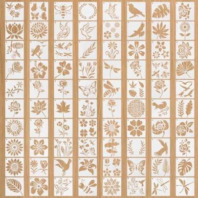 Stencils For Painting On Wood 80 Pcs Reusable Stencil Crafts Drawing For Wall Art Fabric Crafts Wood Signs DIY Scrapbook Home Decor Flower Plants