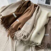 Cashmere Plain Scarf 300g Unisex Wool Scarf/Pashmina/Shawl/Elegant/Solid Color/Warm/Flexible For Winter - Água azul do lago - Xem 2