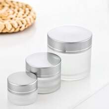 Frosted Glass Jar With Silver Lid, Refillable Empty Container For Skincare Products, Body Lotion, Cream, Mask - Silver - View 5