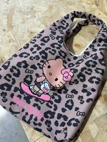 SANRIO 1件新款豹纹帆布大容量手提单肩包，女士款 - 彩色 - 查看 4