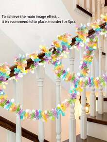 1/2 件 78 英寸金属丝花环，适用于门、树、楼梯、壁炉架、复活节派对装饰、节日庆典、主题派对、室内家居装饰 - 彩色 - 查看 4