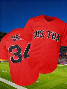 Men's Ortiz 34 Boston Baseball Jersey, Red Black Athletic Short Sleeve Shirt  Delivers In 2 Days Delivers In 2 Days - Đỏ - Xem 2