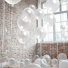 100pcs 12-Inch White Latex Balloons For Forest Theme Decoration, Suitable For Wedding, Birthday, Anniversary, Holiday, Christmas, Indoor Party, Etc. - View 2