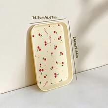 1/4Pcs Multifunctional Cherry Pattern Rectangular Plastic Serving Tray, Reusable Dinner Tray For Food, Snack, Dessert, Fruit, Large Capacity Stackable Storage Tray, Tea Tray, Serving Plate, Suitable For Student And Adult Use In Home, Kitchen, Dorm, Office, Rrestaurant, Picnic - Multicolor - View 14