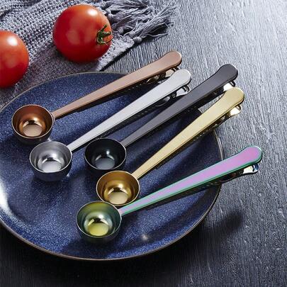 2-In-1 Stainless Steel Coffee Scoop And Milk Powder Scoop, Airtight Clip-On Measuring Spoon For Baking