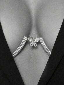 Collar personalizado con incrustaciones de diamantes; Conjunto de accesorios de fiesta de moda; Cadena corporal con colgante de mariposa sexy - Multicolor - Ver 5