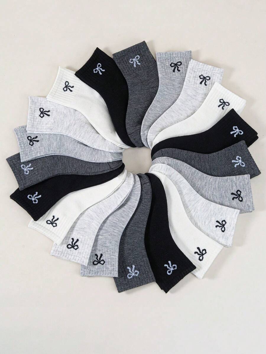 Random 10pair Of Mid-Calf Socks For Children Featuring A Bow Pattern ...