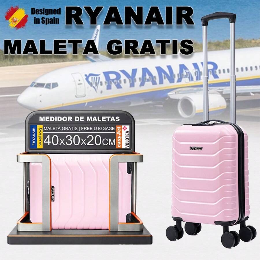 Maleta de Cabina ABS 40x30x20(24L)| Equipaje de mano con Ruedas Desmontables para Ryanair | Vueling | Easy-Jet |Wizz Air| Volotea-Negro/AzulMarino/RosaDorada/Morada/Menta/Amarillo/Verde/Rosa - Rosa - Ver 1