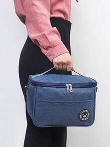 1个加厚保温午餐包，防水保温饭盒，适合学生和上班族携带餐食，便携式旅行野餐包，是野餐和工作的理想选择。 - 深藍色 - 查看 8