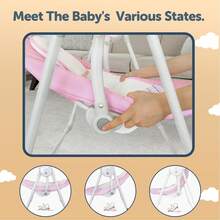 Folds Slim Smart Baby Swing – Ultra-Compact, Travel-Friendly & Adaptive Soothing Station | Perfect Baby Shower Gift - Pink - View 4