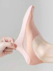 1/5/10双装 女士时尚隐形夏季透气硅胶防滑网眼超薄高品质弹力无痕冰丝纯色船袜 柔软 - 彩色 - 查看 10