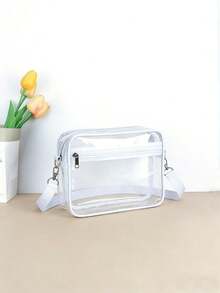 1 chiếc túi đeo chéo PVC trong suốt, túi du lịch đi biển chống thấm nước dành cho nữ, thích hợp cho các hoạt động ngoài trời, buổi hòa nhạc, các chuyến đi mùa hè, túi đeo vai hình vuông, có thể đựng mỹ phẩm, dây đeo có thể điều chỉnh và khóa kéo trơn tru, lý tưởng để làm quà tặng, đi làm, đi nghỉ mát. - Nhiều màu - Xem 9