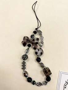 Leopard Print Bow Beaded Phone Lanyard, Handmade Multi‑Function Anti‑Lost Charm For Phone / Camera / Bag / Keychain, Holiday Gift - Multicolor - View 4