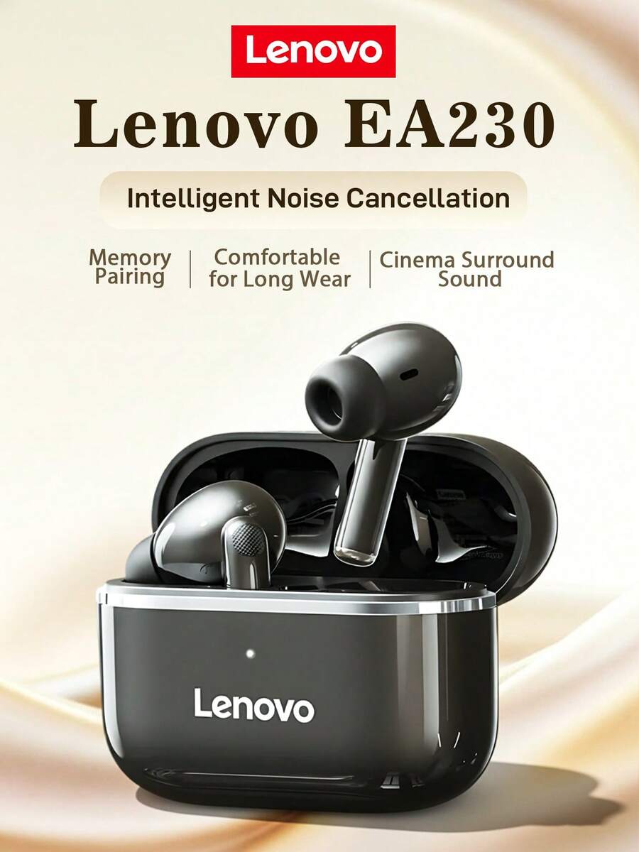 Lenovo 联想EA230-5.4蓝牙耳机：入耳式降噪、低延迟、高清通话、立体声、兼容多种设备 - 黑色 - 查看 1