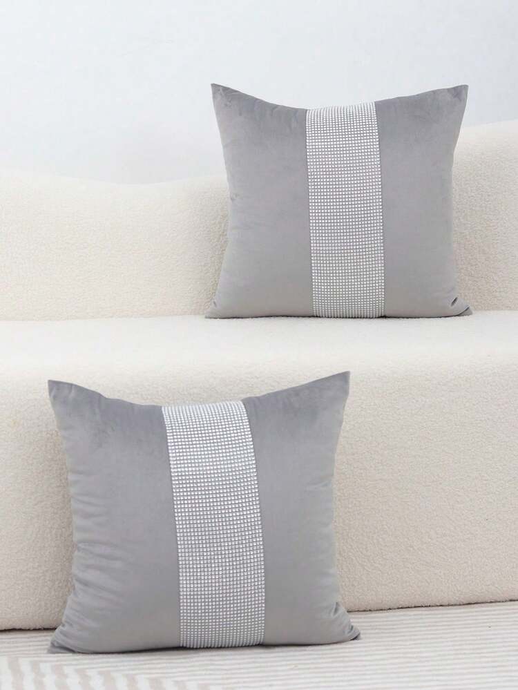 1pc Velvet Decorative Throw Pillow Cover, 18" X 18" Cushion Sham For Living Room Sofa Bedroom Car (18x18 Inches, Grey) - Light Grey - View 4