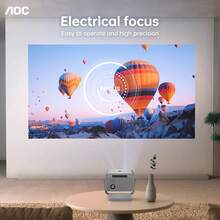 AOC Proyector Mini con 5G WiFi6 y Bluetooth, Native 1080p y soporte 4K, 8000 Lúmenes, Corrección Automática Vertical Keystone, Pantalla de 300 Pulgadas, Compatible con iOS/Android, Portátil para Teléfono y Hogar - Gris - Ver 5