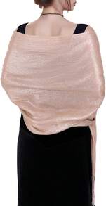 Women's Pashmina Shawls Wraps Scarf For Evening Dresses Bridal Bridesmaid Wedding Winter Large Warm Soft Silky Scarves - 香檳色 - 查看 7