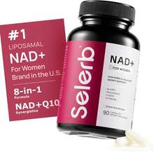 NAD+ Supplement Capsules For Women | β-NAD+, Trans-Resveratrol, CoQ10 & D-Ribose Blend | Daily Wellness Supplement | 90 Capsules - 1 瓶 - 查看 11