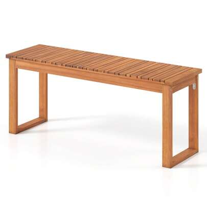 Acacia Wood Outdoor Garden Bench With Slatted Seat 800 Lbs Capacity For Front