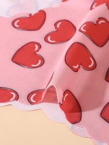 3 piezas de bragas de mujer con estampado de corazón lindo, dobladillo ondulado, tela suave y lisa, ropa interior casual cómoda - Multicolor - Ver 6