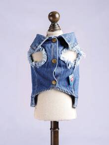 1pc Pet Jacket Coat, Dirt-Resistant Durable Fashionable Small Dog Clothes - Modern Jacket - Blue - View 6